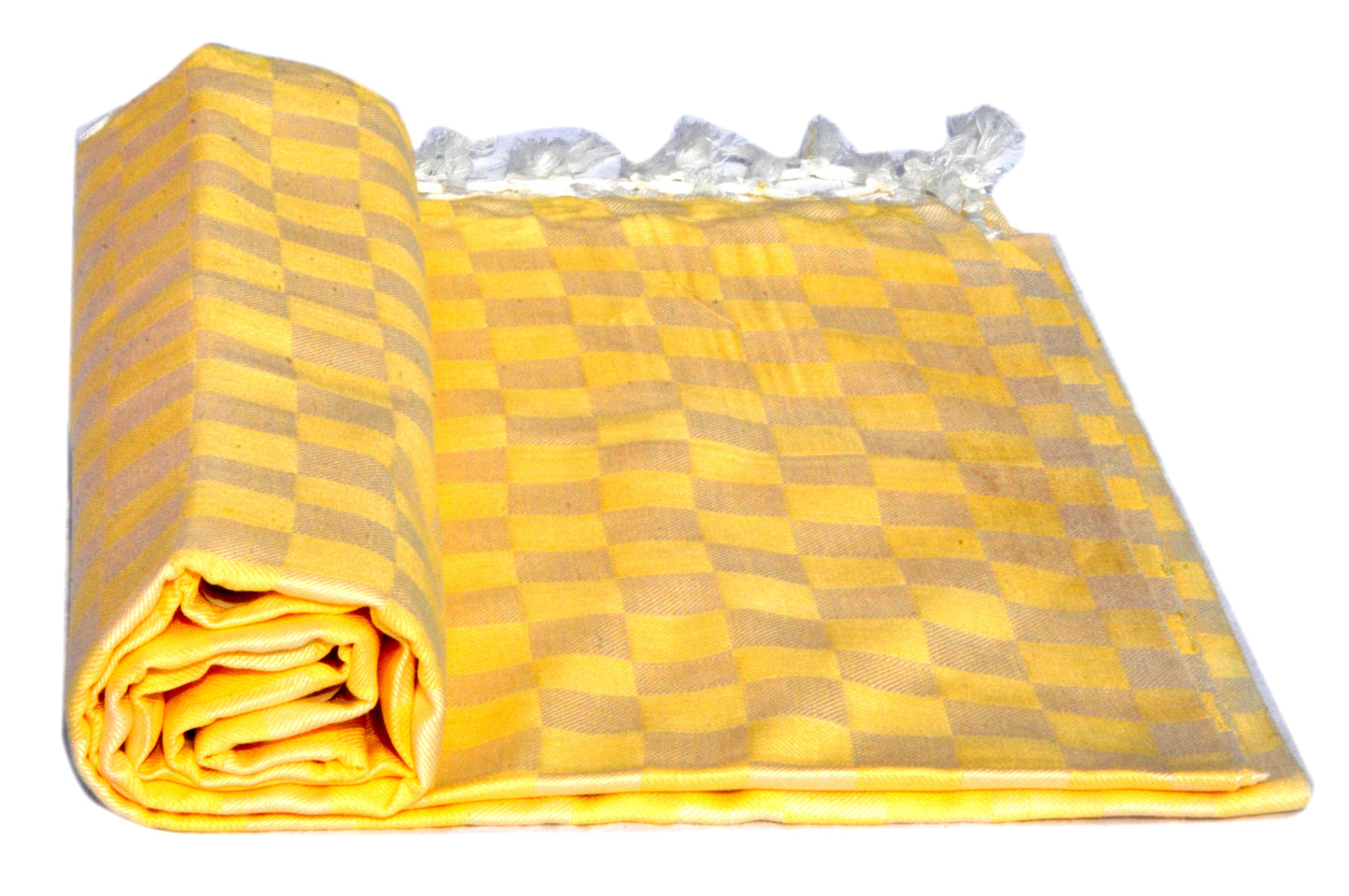 Summer/AC Comfortable Bhagalpuri Silk Viscose Fabric Shawl, Yellow Colour, Comfort, Single Yarn, Double Yarn