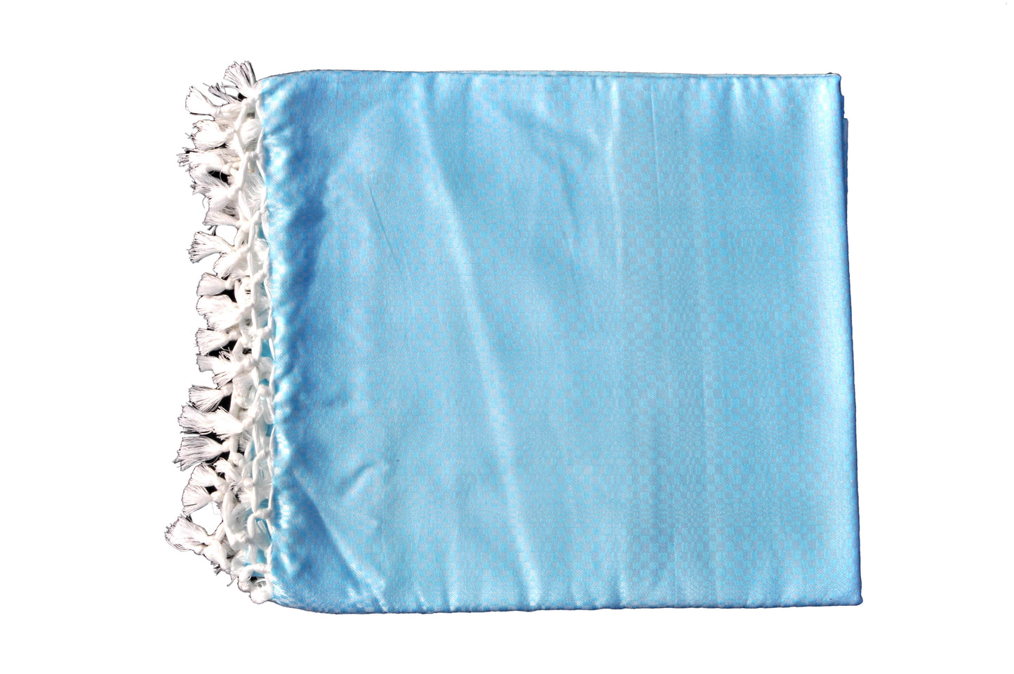 Summer/AC Comfortable Bhagalpuri Silk Viscose Fabric Shawl, Blue Colour, Comfort, Single Yarn, Double Yarn