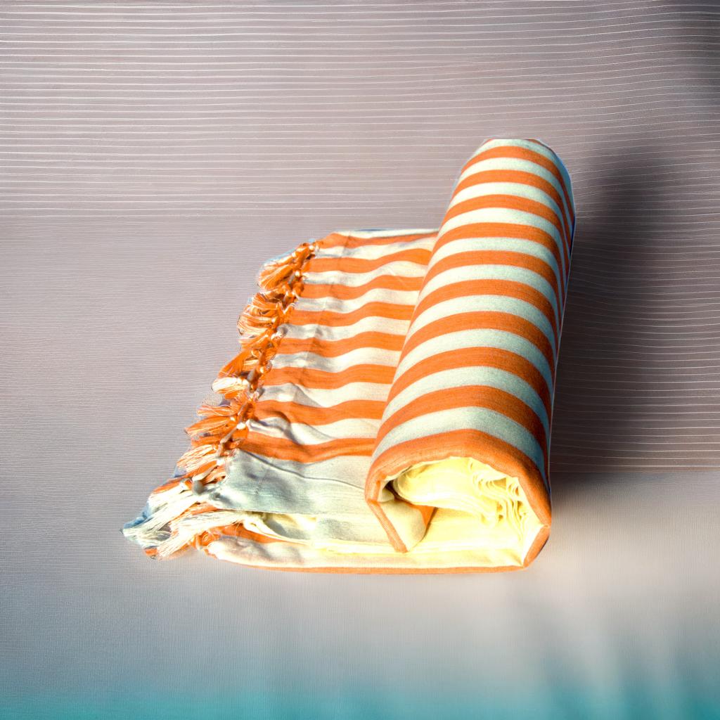 Summer/AC Comfortable Bhagalpuri Silk Viscose Fabric Shawl, Orange Colour, Comfort, Single Yarn, Double Yarn