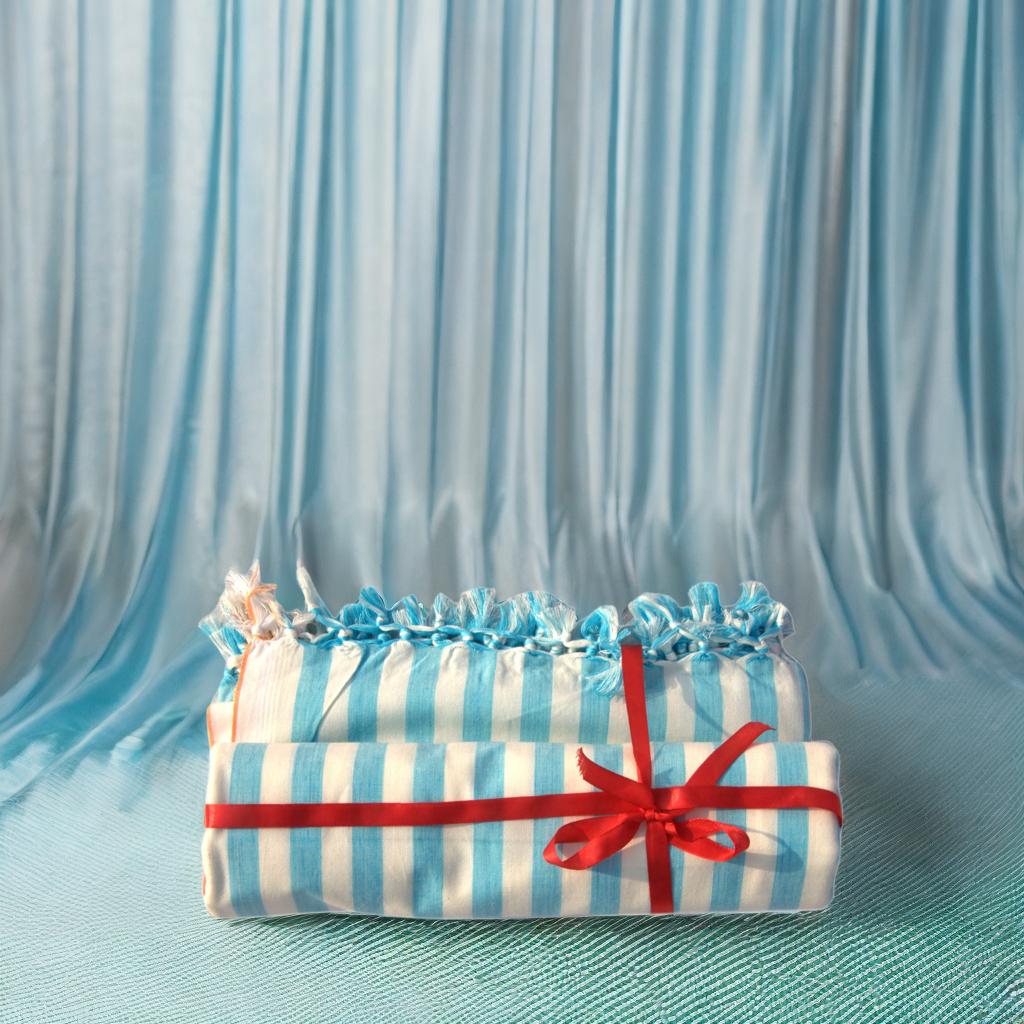 Summer/AC Comfortable Bhagalpuri Silk Viscose Fabric Shawl, Sky Blue Colour, Premium, Comfort, Single Yarn, Double Yarn