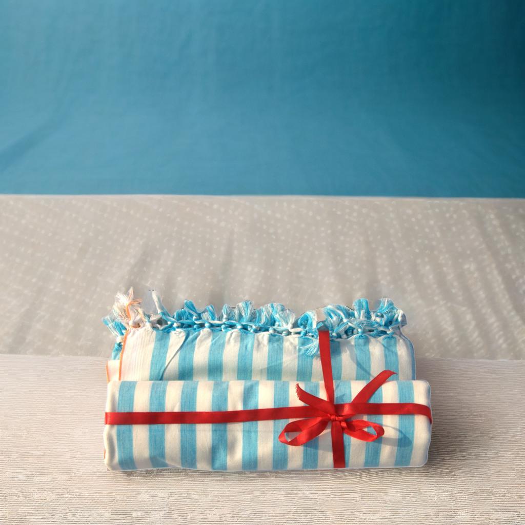 Summer/AC Comfortable Bhagalpuri Silk Viscose Fabric Shawl, Sky Blue Colour, Premium, Comfort, Single Yarn, Double Yarn