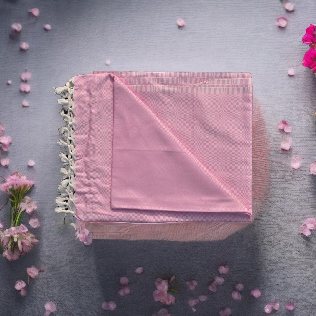 Summer/AC Comfortable Bhagalpuri Silk Viscose Fabric Shawl, Pink Colour, Premium, Comfort, Single Yarn, Double Yarn